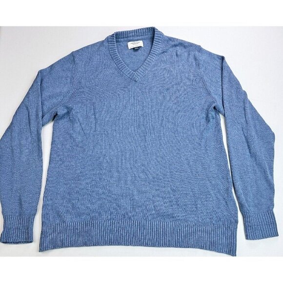 American Eagle Outfitters Size Large Men's Blue V Neck Long Sleeve Logo Sweater - Picture 1 of 10